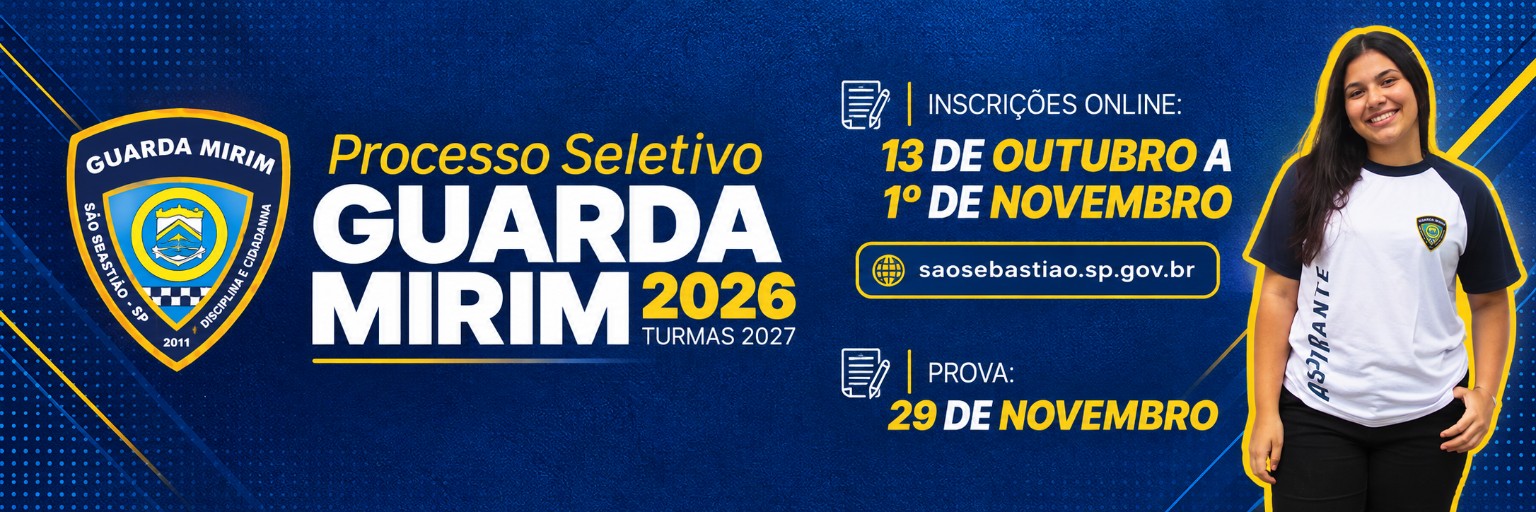 Processo seletivo Guarda Mirim 2026, turmas 2027: inscrições de 13 de outubro a 1º de novembro; prova em 29 de novembro