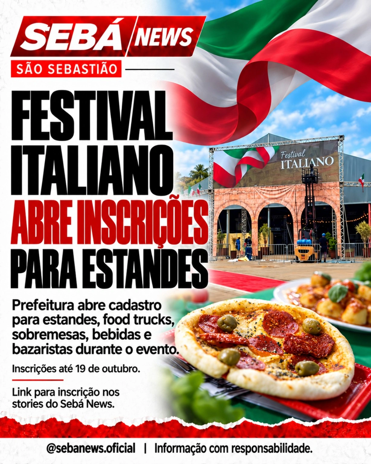 Festival Italiano abre inscrições para estandes, food trucks e bazaristas