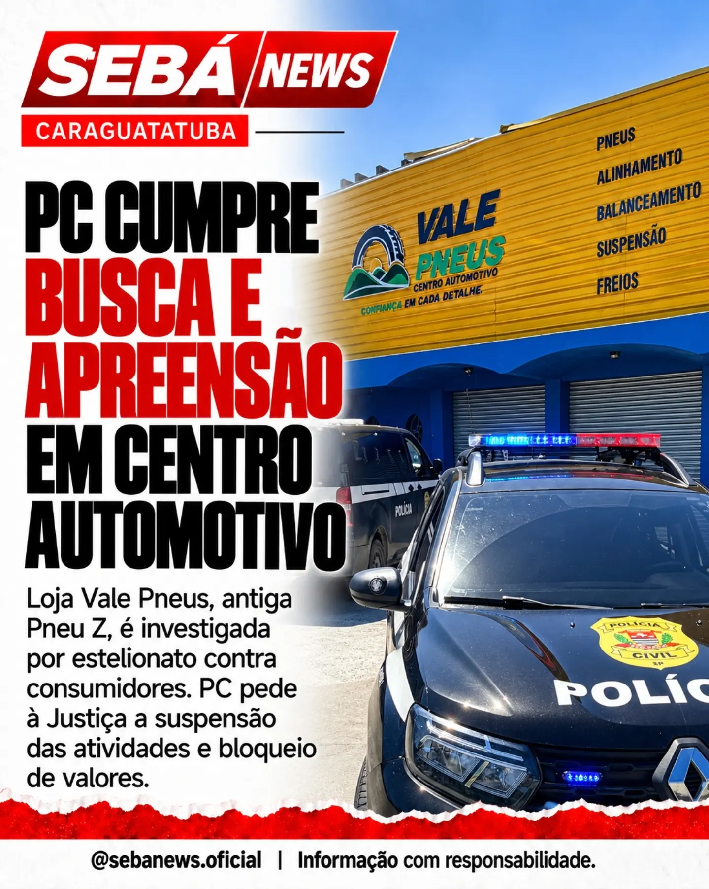 PC cumpre busca em centro automotivo investigado por estelionato contra consumidores