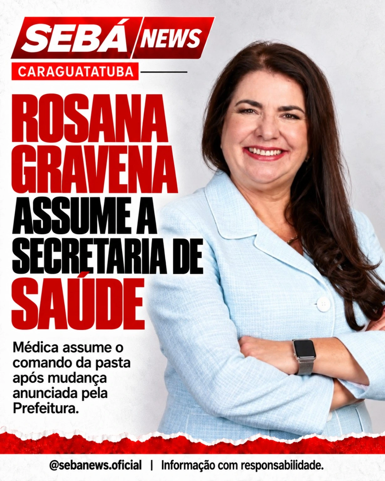 Prefeitura muda comando da Saúde e Rosana Gravena assume secretaria em Caraguatatuba