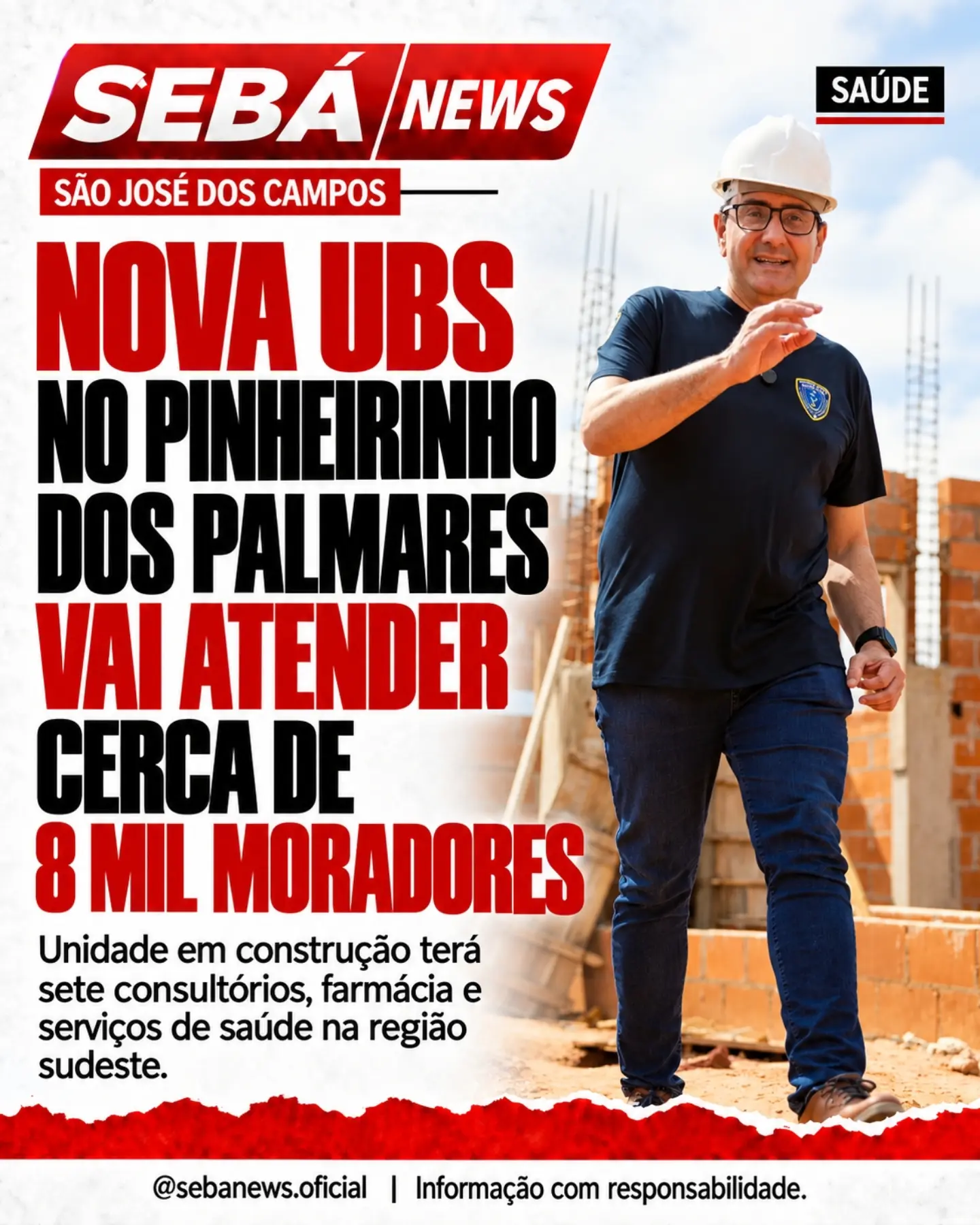 Arte original do Sebá News: Nova UBS Resolve do Pinheirinho dos Palmares está em construção em São José dos Campos