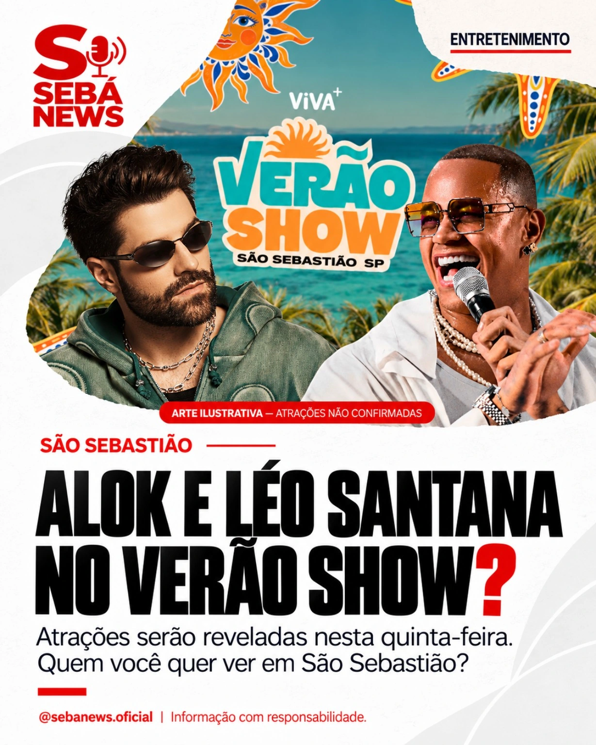 Alok e Léo Santana? Verão Show revela atrações nesta quinta-feira