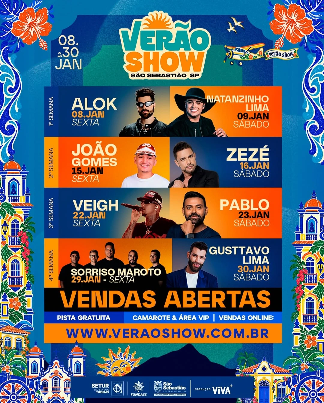 Verão Show anuncia Alok, Gusttavo Lima, João Gomes e outras atrações para janeiro